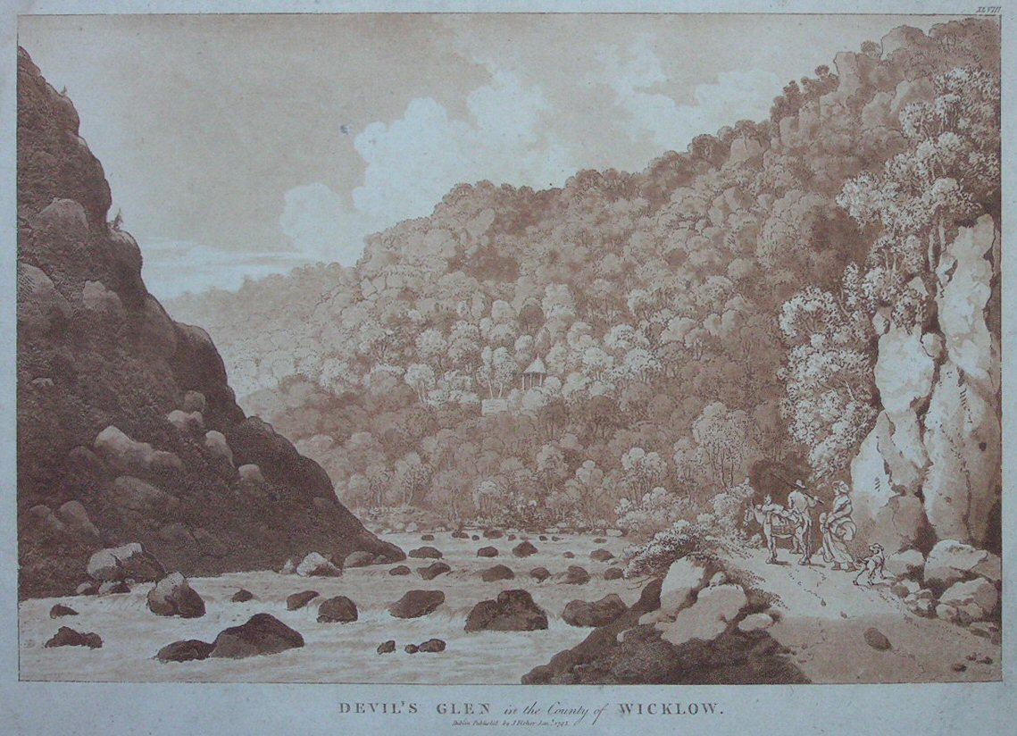 Aquatint - Devil's Glen in the County of Wicklow. - Fisher